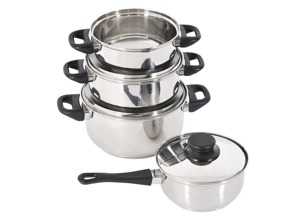 Stanley Wildfare Core - Set di pentole in acciaio inox, 26 pezzi, pentola da 4 qt e coperchio con manico pieghevole e bloccabile, elementi essenziali per la tua cucina da campeggio