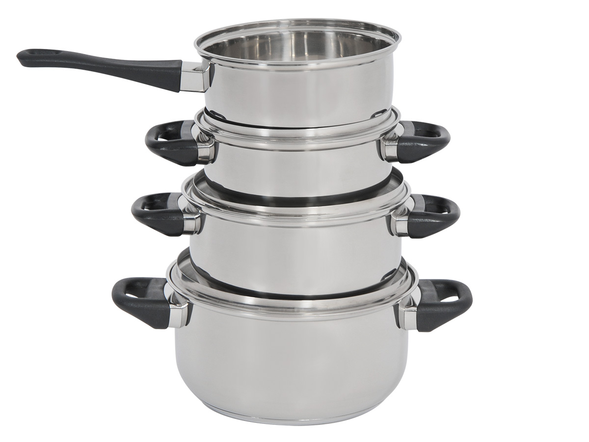 Sumeet - Ciotola per mele in acciaio INOX, con finitura a specchio, diametro 9 cm, set da 6 pezzi, 220 ml