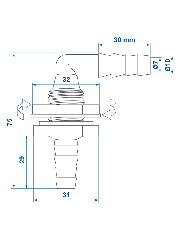ProPlus Passacavo Per Serbatoio Angolare 10x12 Mm, Raccordo A Beccuccio, DVGW W270/KTW A, Resistente 85°C, In Blister - 2
