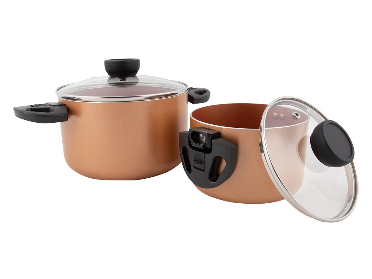 Set Pentole Da Campeggio Denmay 5 Pezzi In Acciaio Inox 304: Impilabili E Antiaderenti