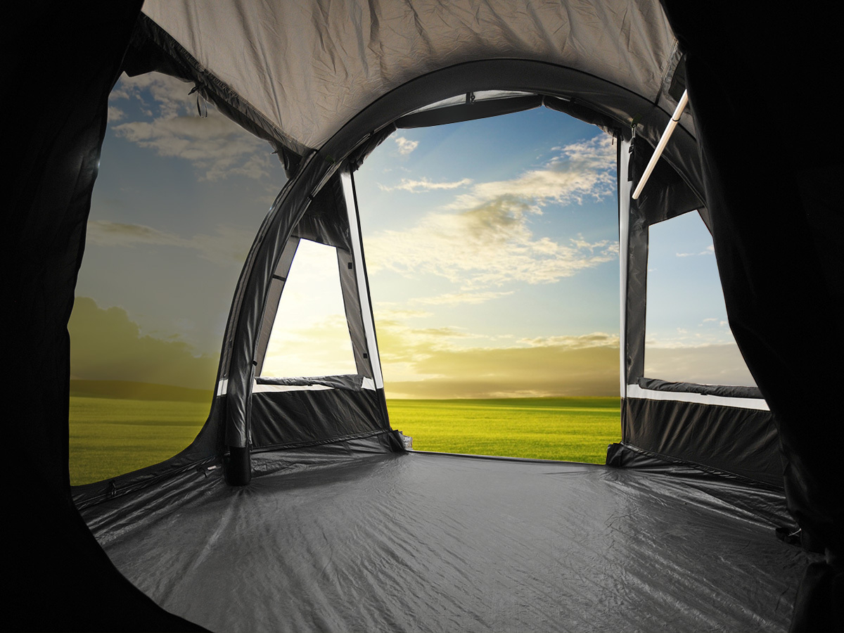 Tenda Da Campeggio Gonfiabile 4-6 Persone Beige Con Finestra Aria