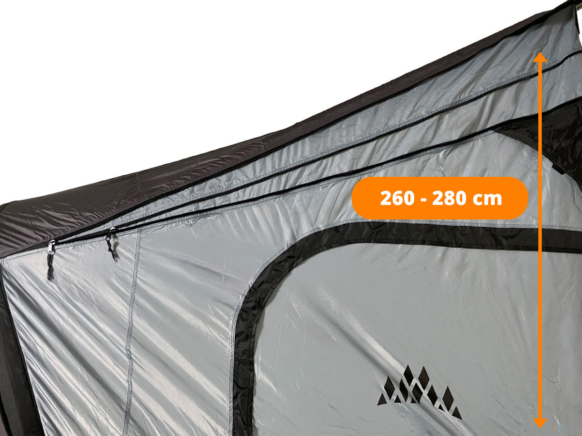 Deiwo Essential Tenda Da Sole Per Camper E Roulotte 4,50 X 2,4 M - Grigio - Impermeabile 2000 Mm Con Pali E Tiranti Inclusi - 6