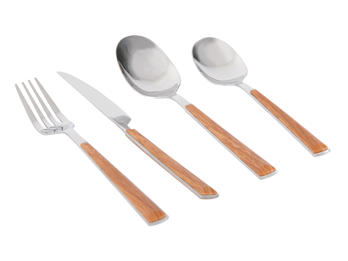 Erzi Set Di Posate In Legno Per Cucina Giocattolo – 4 Pezzi In Betulla, Coltello, Forchetta, Cucchiai - 3
